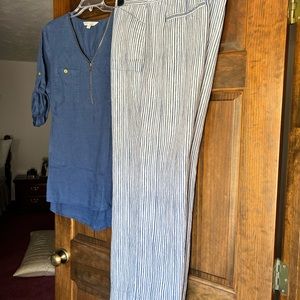 Chico’s Linen Pants Tracey Ellen Linen Top
